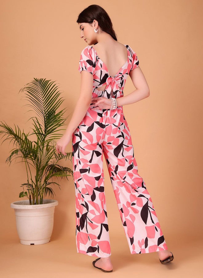 CUKOO Floral Printed V-Neck Basic Jumpsuit - Image 5